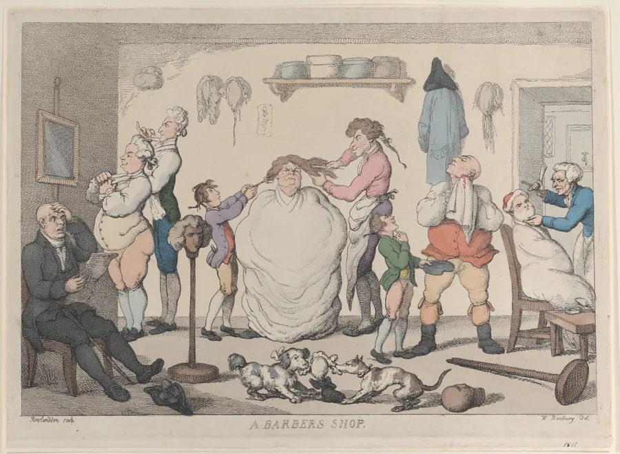 A Barber's Shop by Henry William Bunbury