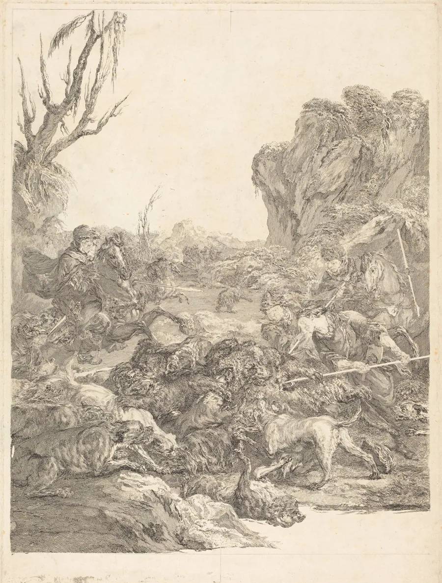 A Bear Hunt by Jean-Jacques Flipart