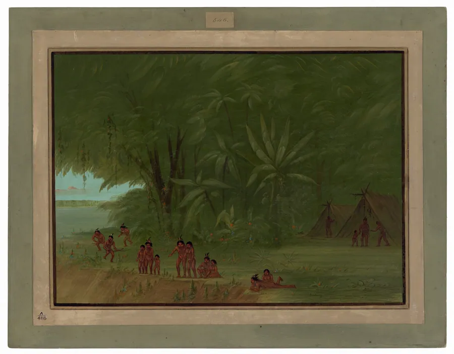 Mauhees Encampment by George Catlin