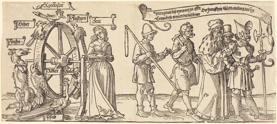 Time and a Fox Turning the Wheel of Fortune with People of all Ranks to the Right by Albrecht Dürer