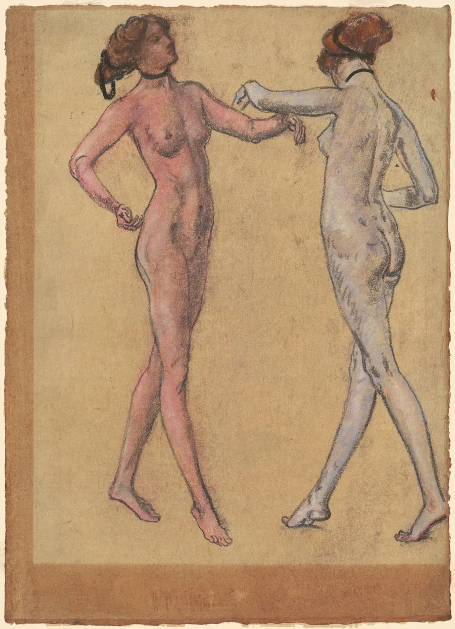 Two Views of a Dancing Nude by Arthur B. Davies