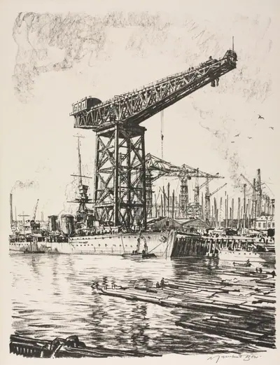 The Great War: Britain's Efforts and Ideals; Building Ships: A Fitting Out Basin