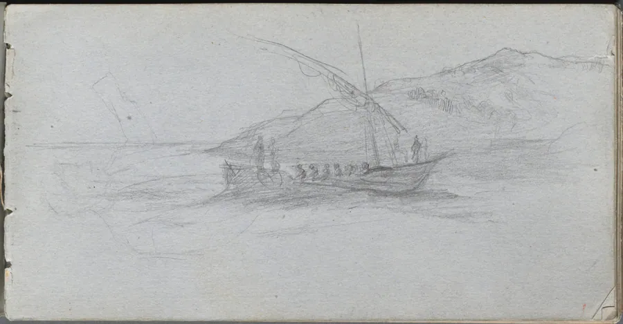 Sketchbook, page 88: Seascape and Figure by Ernest Meissonier