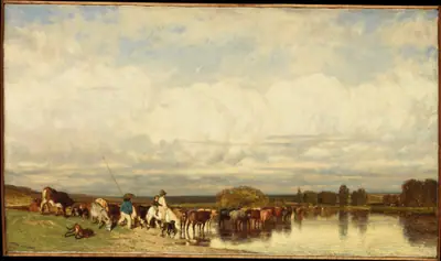 Cows Crossing a Ford