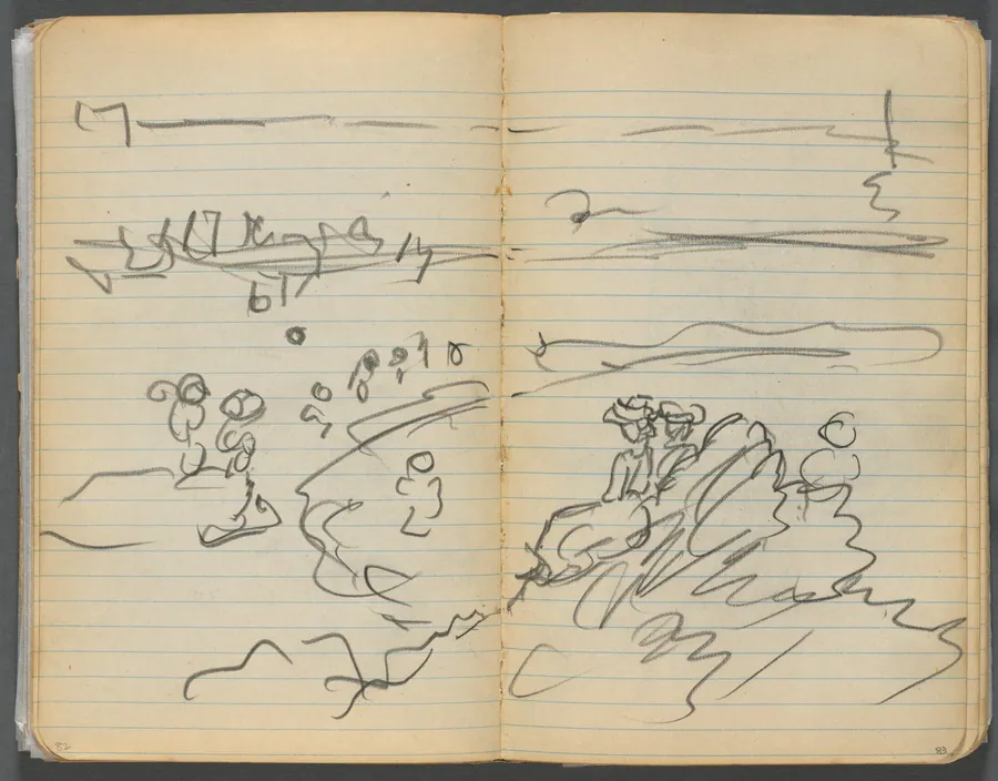 Sketchbook, page 082 & 83: Beach View by Maurice Prendergast