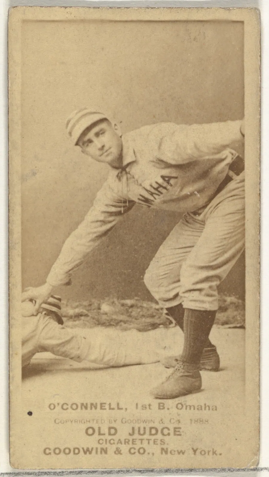 Patrick H. "Pat" O'Connell, 1st Base, Omaha Omahogs/ Lambs, from the Old Judge series (N172) for Old Judge Cigarettes by Goodwin & Company