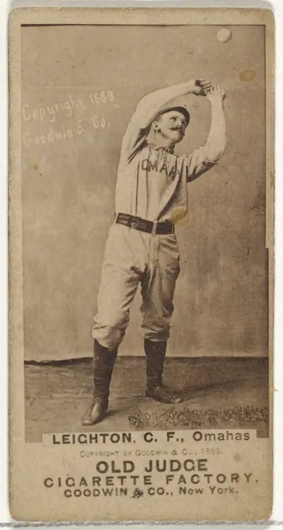 Leighton, Center Field, Omaha Omahogs/ Lambs, from the Old Judge series (N172) for Old Judge Cigarettes