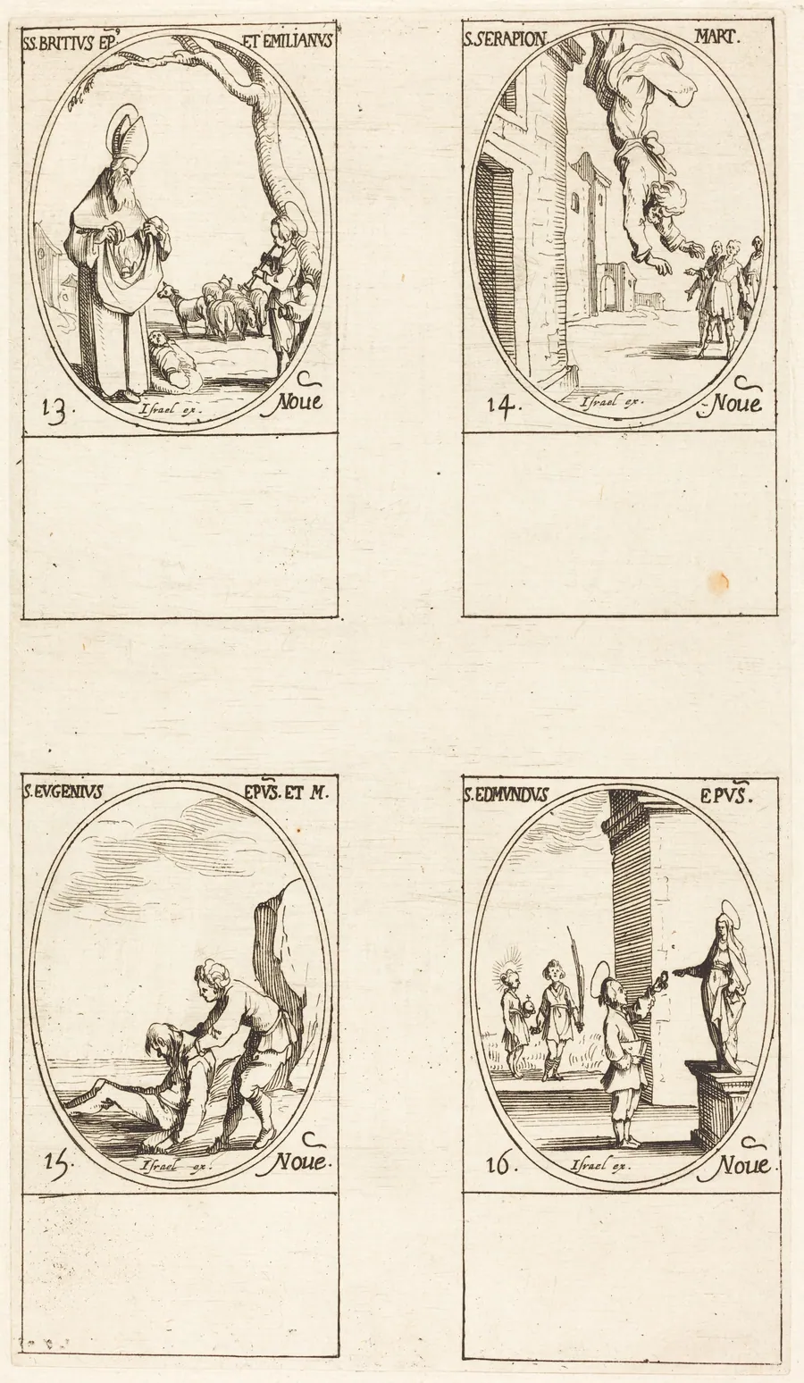 St. Brice; St. Serapion; St. Eugenius; St. Edmund by Jacques Callot