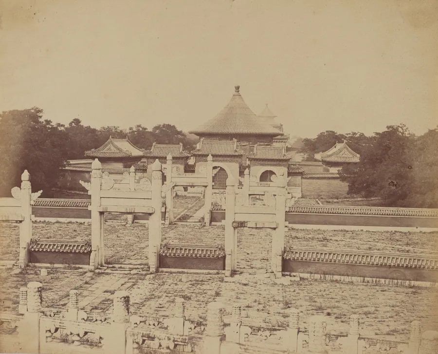 Interior and Arches of the Temple of Heaven Where the Emperor Sacrifices Once a Year, in the Chinese City of Pekin, October 1860 by Felice Beato