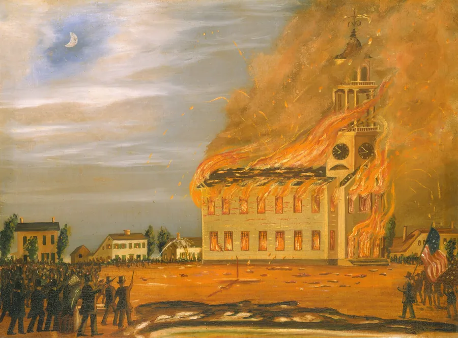 Burning of Old South Church, Bath, Maine by John Hilling