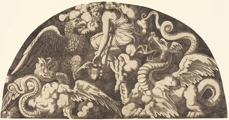 Jupiter Bringing Water of the Styx to Psyche by Léon Davent