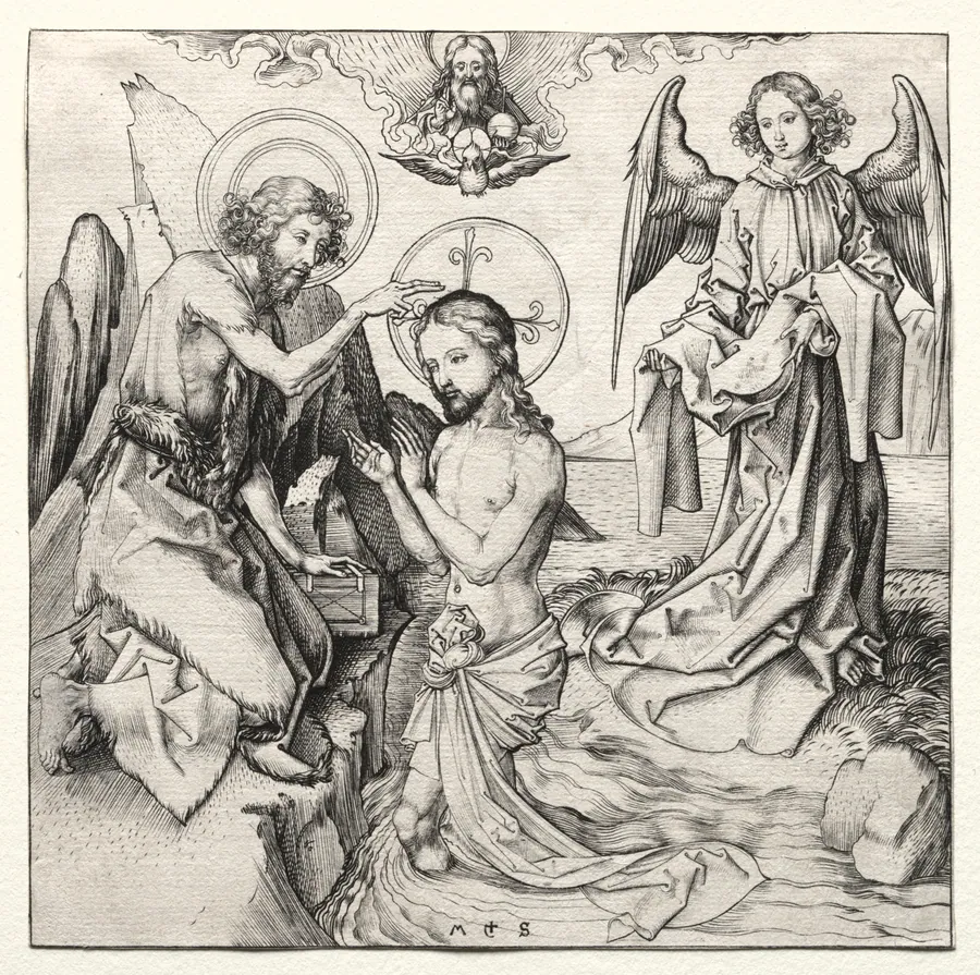 The Baptism of Christ in the Jordan by Martin Schongauer