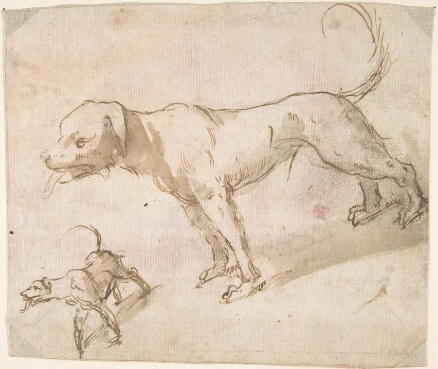 Two Dogs by Anonymous, Spanish, School of Seville, 17th century