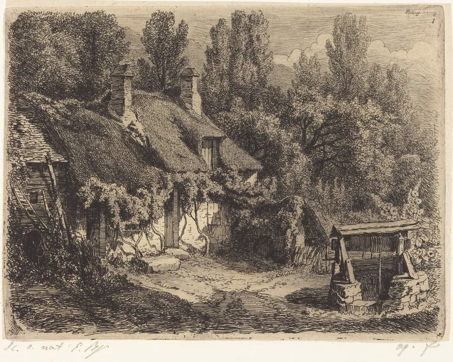 La chaumière au puits (Cottage with Well) by Eugène Bléry