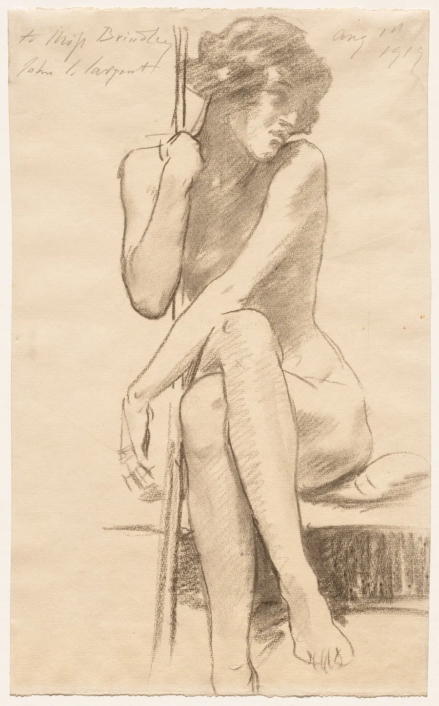 Female Nude Seated on a Low Bench by John Singer Sargent
