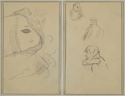 Eye and Part of Face; A Breton Woman and Two Men [recto]