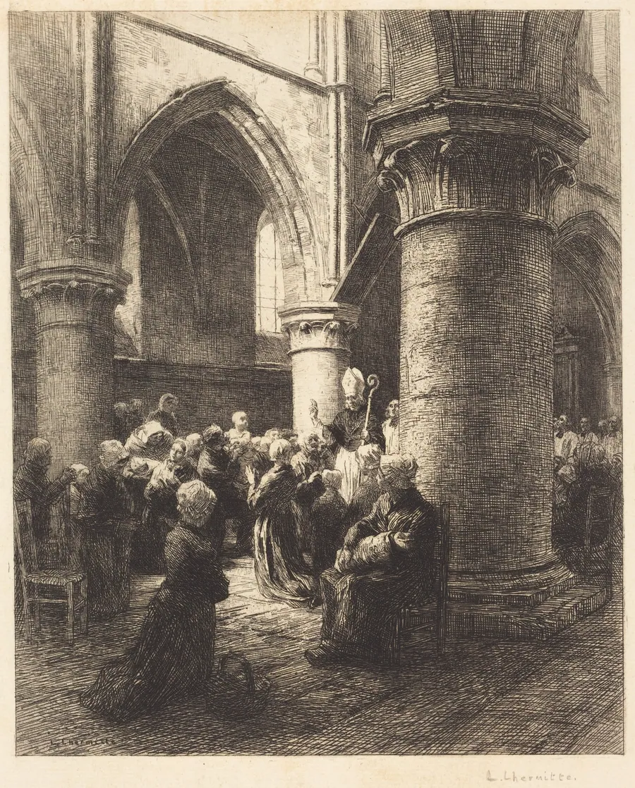 An Episcopal Visitation by Léon Augustin Lhermitte