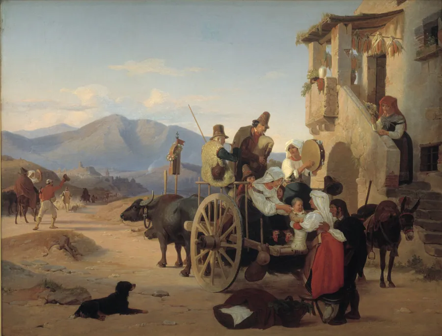 Romerske landfolk drager til marked by Jørgen V. Sonne