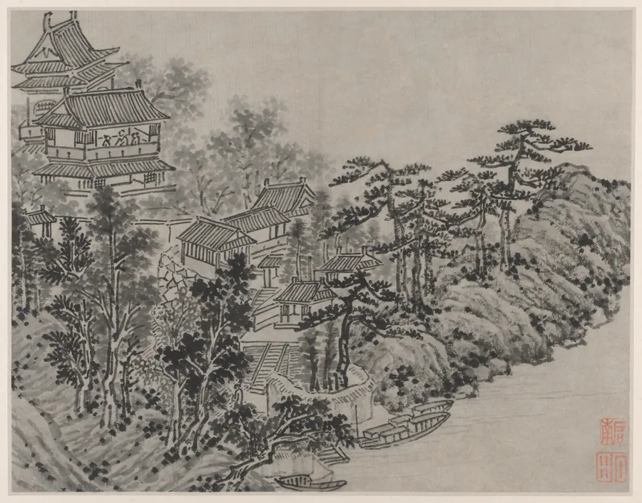 Cloud-Climbing Pavilion, from Twelve Views of Tiger Hill, Suzhou by Shen Zhou