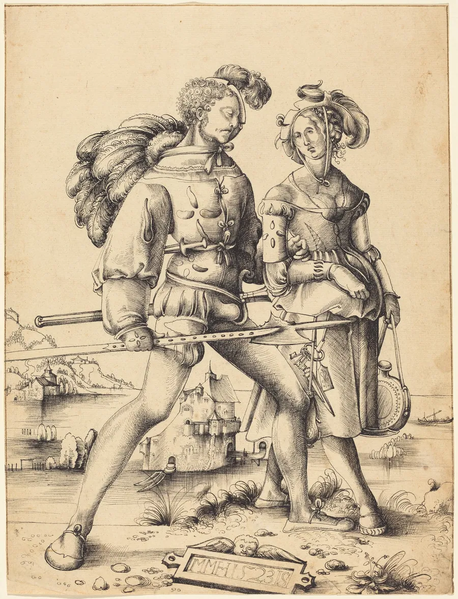 A Soldier Walking with a Camp Follower by Urs Graf I