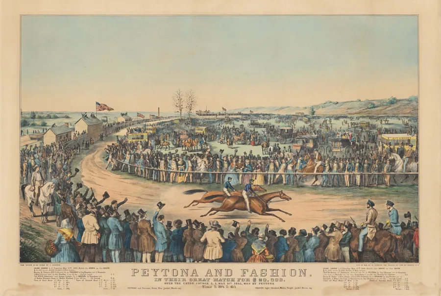 Peytona and Fashion: In Their Great Match for $20,000. Over the Union Course L.I. May 13th. 1845, Won by Peytona. Time 7:39 3/4, 7:45 1/4 by Charles Severin