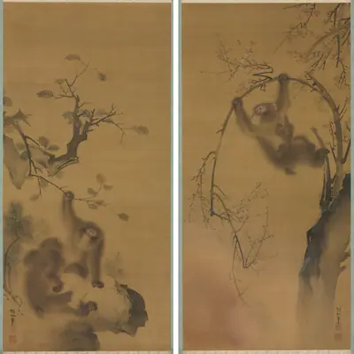 Monkeys in a Cherry Tree; Monkeys on a Rock Ledge