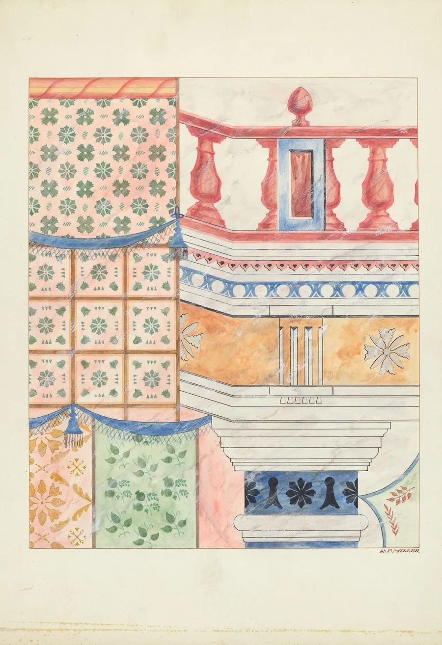 Detail of Wall Painting by Randolph F. Miller