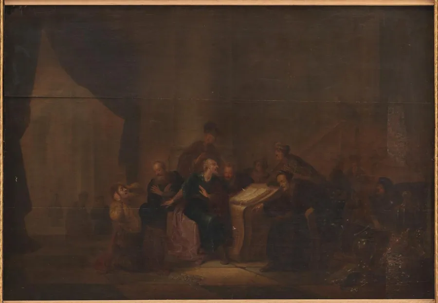 Judas kaster pengene i templet by Jacob de Wet (I)
