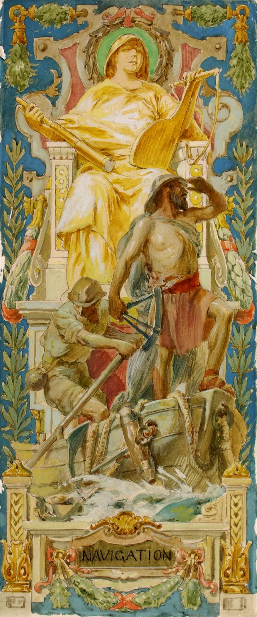 Navigation (study for panel, Old Senate Office Building) by Louis Schaettle, born Chicago, IL 1867-died New York City 1917