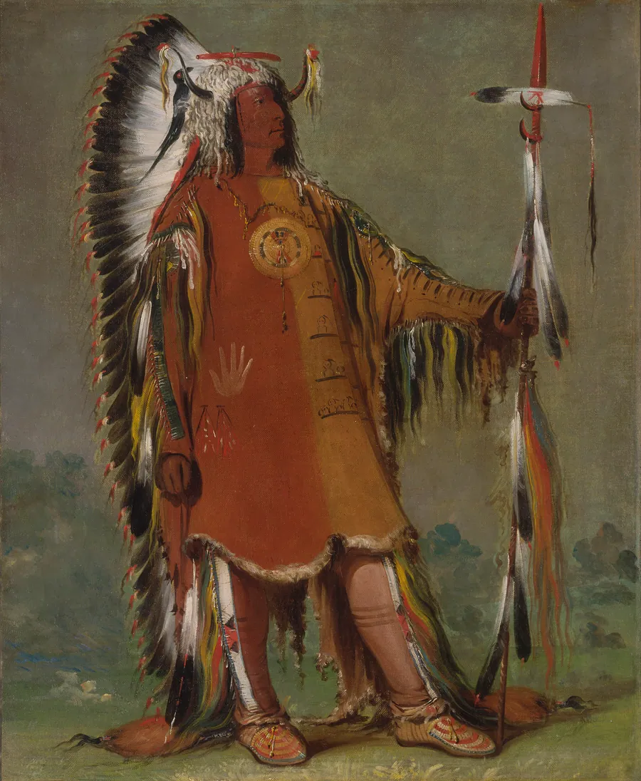 Máh-to-tóh-pa, Four Bears, Second Chief, in Full Dress by George Catlin, born Wilkes-Barre, PA 1796-died Jersey City, NJ 1872