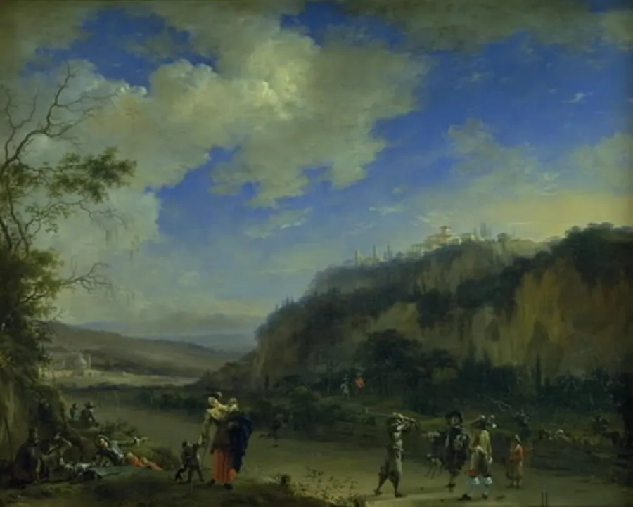 Landskab med kavalerer, der spiller Pall-Mall by Willem Schellinks