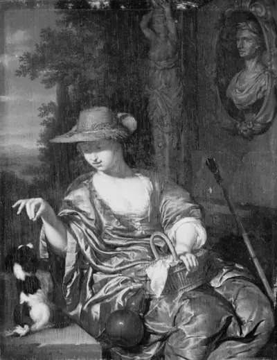 En hyrdinde med en hund