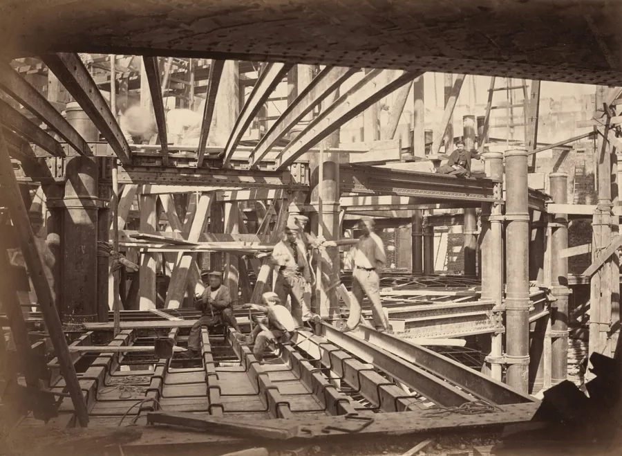 Workers on Girders of Auditorium, New Paris Opera by Hyacinthe César Delmaet
