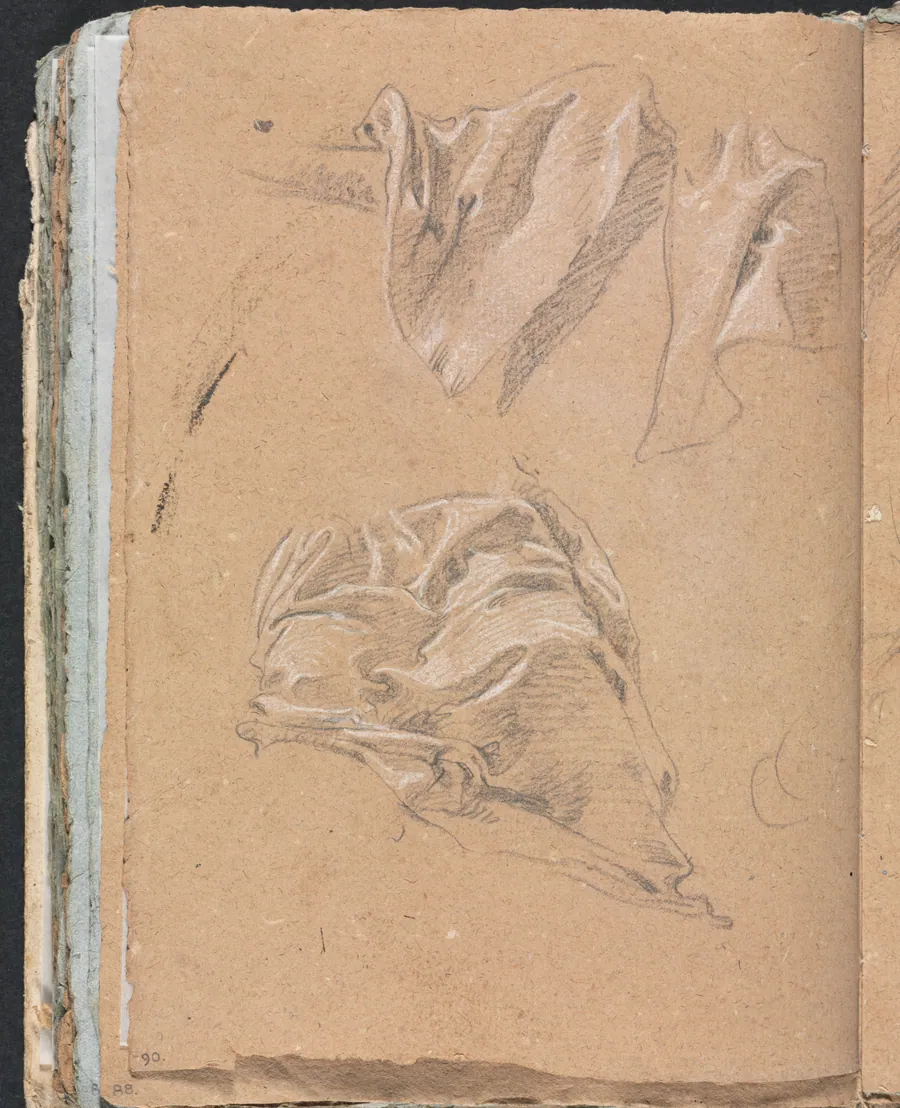 Verona Sketchbook: Drapery studies (page 90) by Francesco Lorenzi