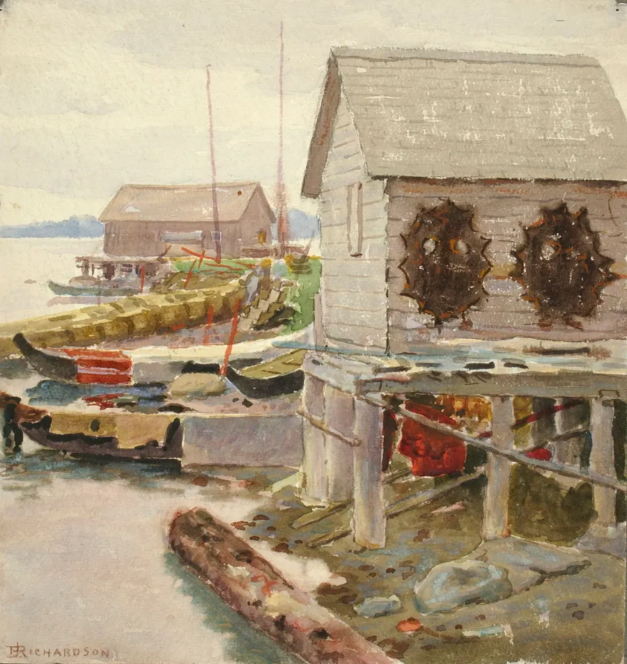 Drying Skins, Sitka by Theodore J. Richardson, born Readfield, ME 1855-died Minneapolis, MN 1914