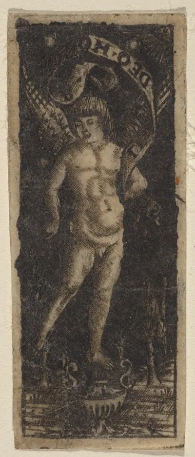 Cherub on a Vase with Inscription: "SOLI DEO HONOR"