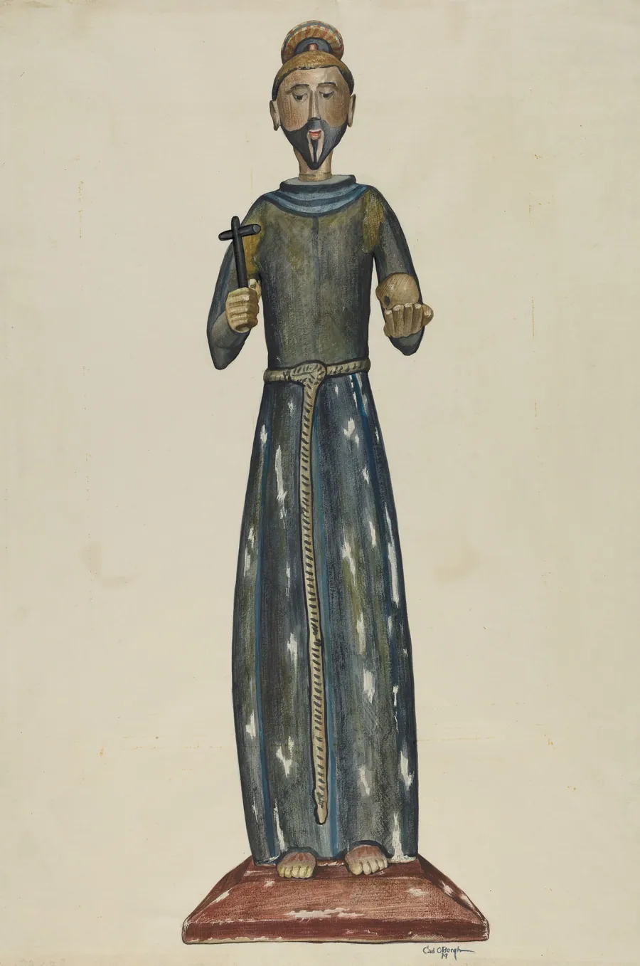 Bulto, Priest Carrying Cross and Skull by Carl O'Bergh