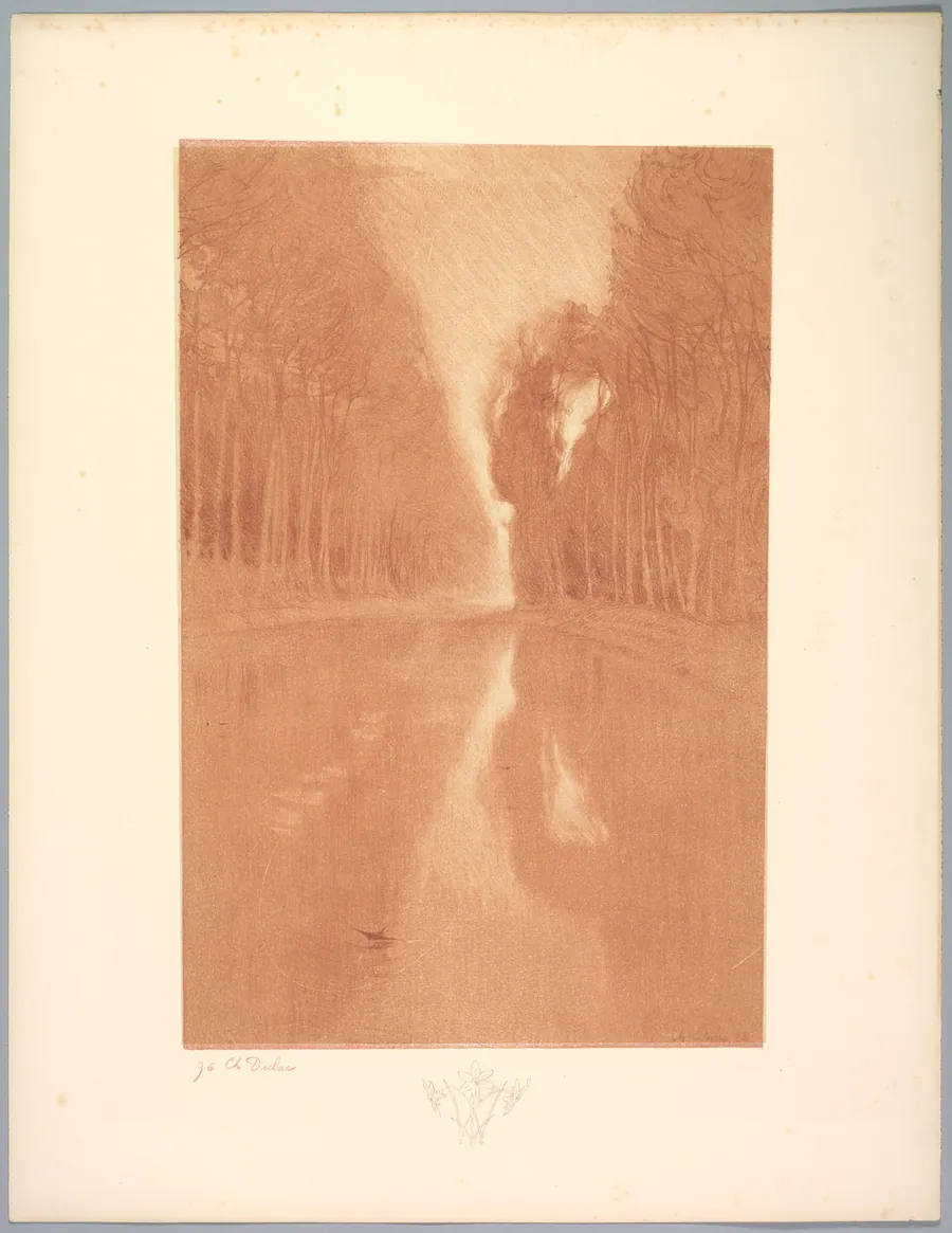 Suite de Paysages: Landscape, Plate 2, Remarque, Starflowers by Charles Marie Dulac