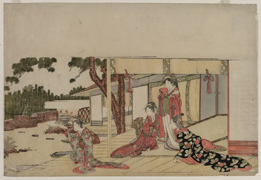 Women on a Veranda by Hishikawa Sōri III (Sōji)