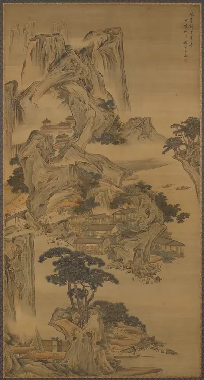 Retirement on the river, in the style of Li Tang
