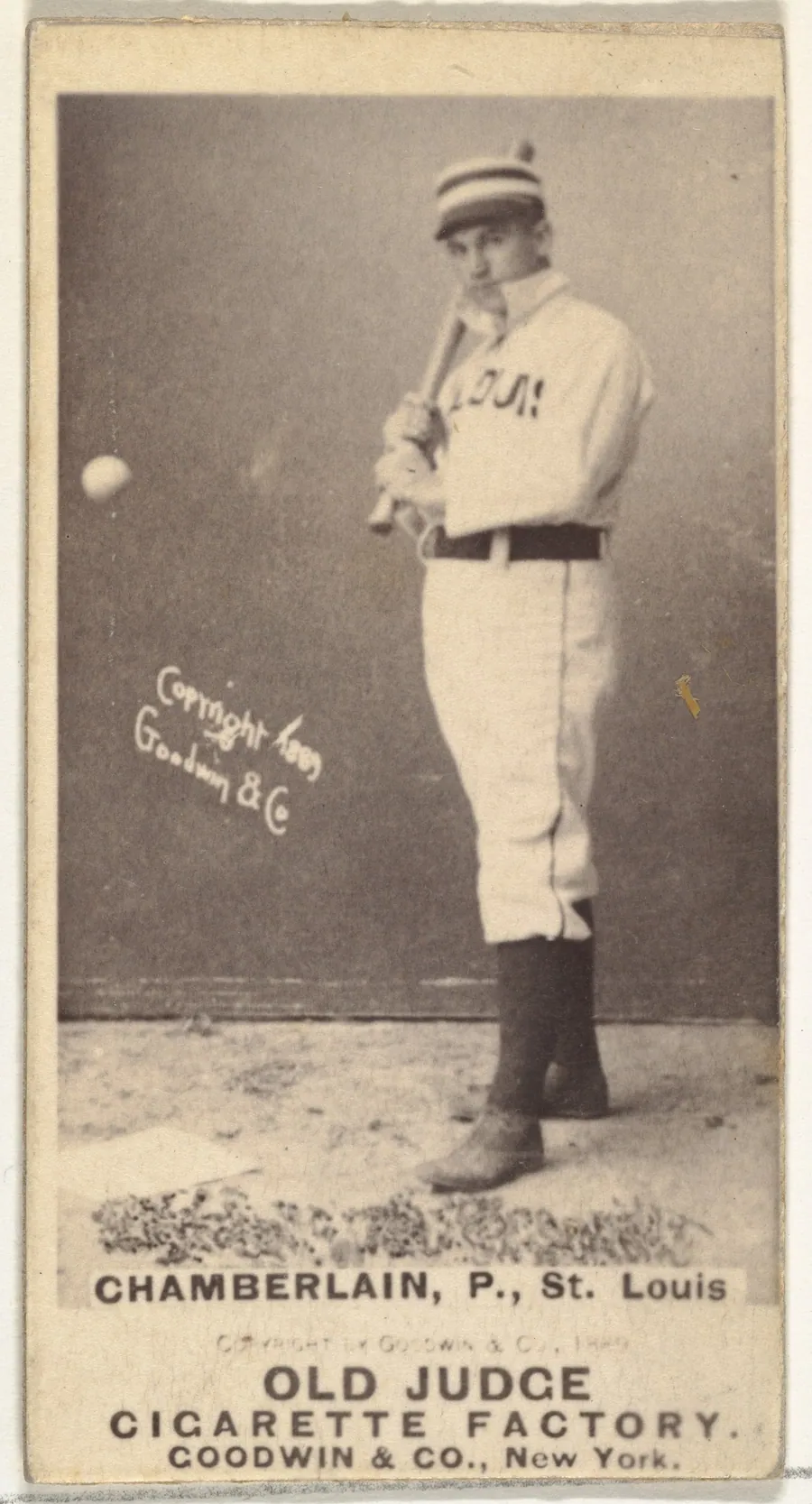 Elton P. "Ice Box" Chamberlain, Pitcher, St. Louis Browns, from the Old Judge series (N172) for Old Judge Cigarettes by Goodwin & Company