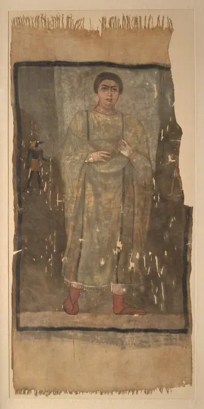 Shroud of a Woman Wearing a Fringed Tunic