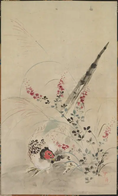 Pheasant and Grasses