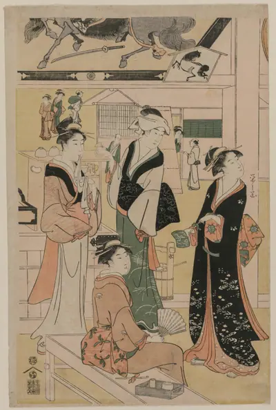 Print from Women Resting in the Votive Picture Hall at Asakusa