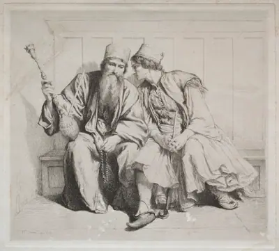 Young Greek Man in Conversation with a Priest