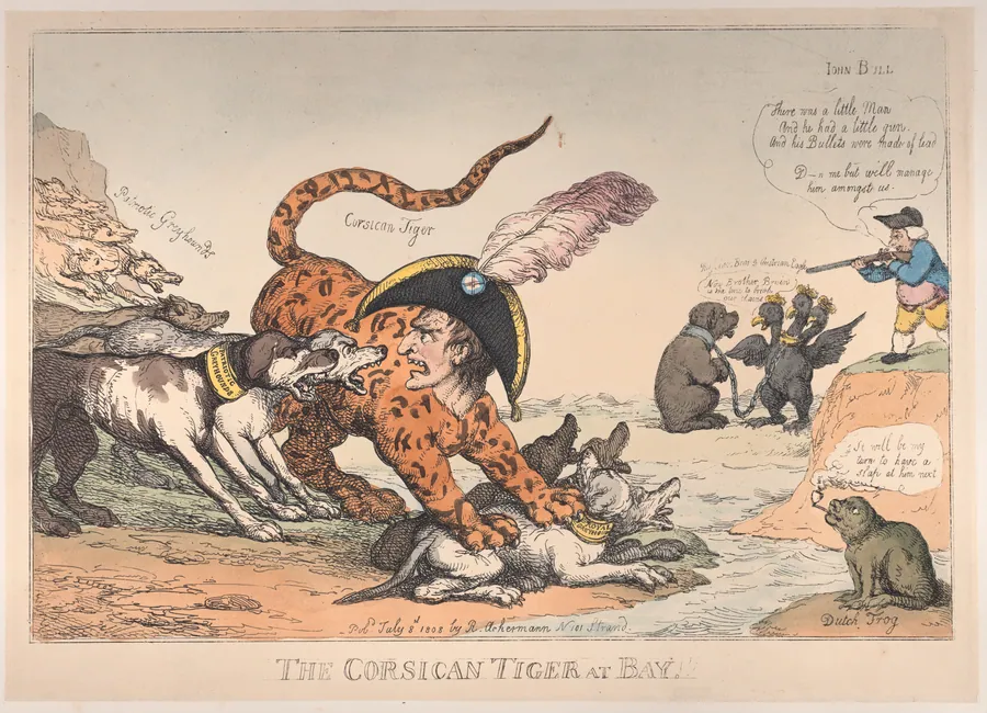 The Corsican Tiger at Bay! by Rudolph Ackermann, London