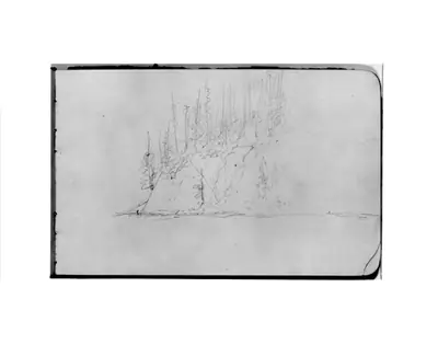 Sketch of a Cliffside with Trees (from Sketchbook)
