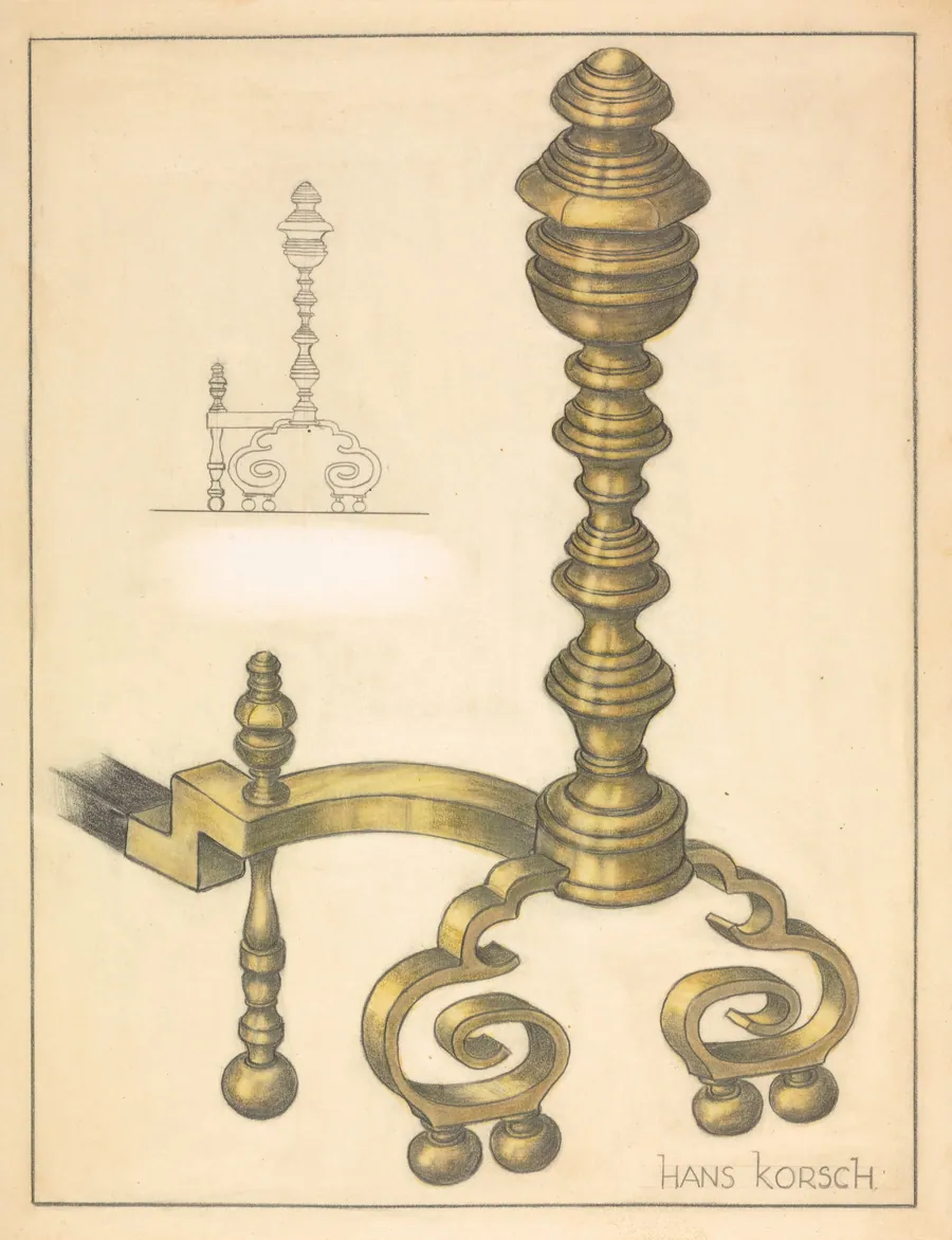 Andirons (right and left) by Hans Korsch