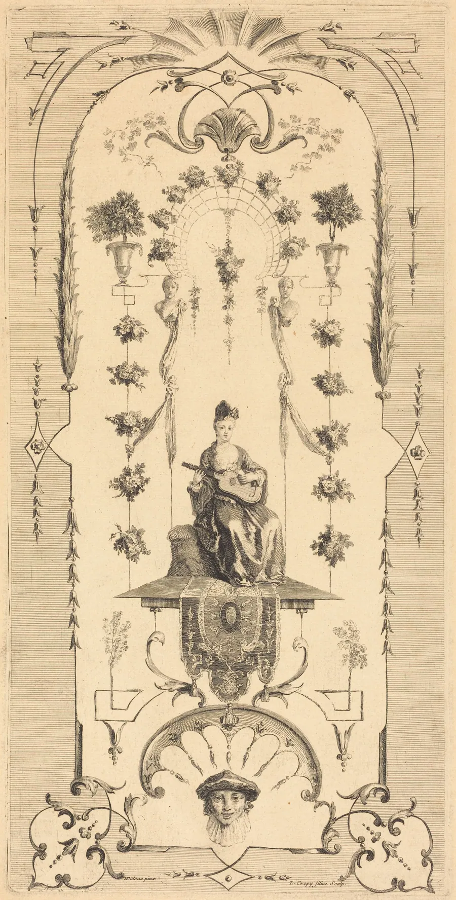Seated Woman Playing a Guitar by Louis Crépy