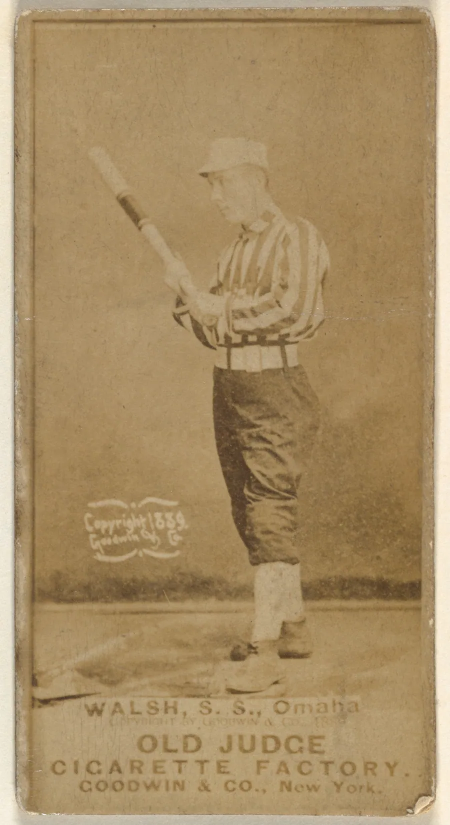 Joseph R. "Joe" Walsh, Shortstop, Omaha Omahogs/ Lambs, from the Old Judge series (N172) for Old Judge Cigarettes by Goodwin & Company